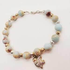 🔥BRACELET IMPERIAL JASPER TURQUOISEON SOLID 925 STERLING SILVER ELEPHANT